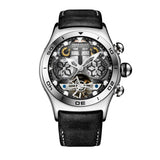 Reef Tiger Mens Sport Watches Waterproof Luxury Rose Gold Skeleton Automatic Watches Tourbillon Leather Strap Watches RGA703
