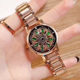 2019 Top Brand Women Watch Women Stainless Steel Wristwatches Lady Shining Rotation Dress Watches Rhinestone Clock montre femme