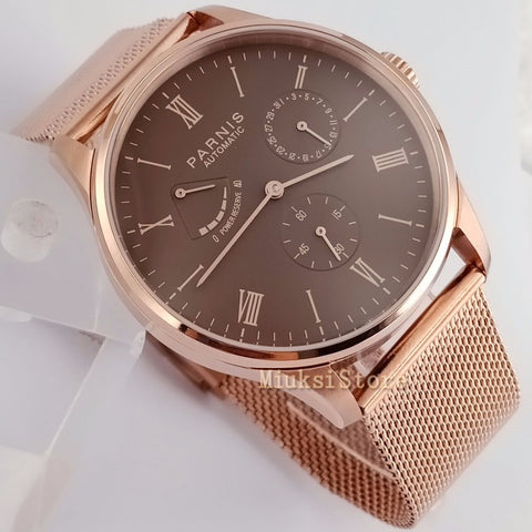 42mm Brown Navy Sea Automatic men watches schwarz Zifferblatt Saphirglas sapphire glass De luxe En Acier Plein Noir Power Reserv