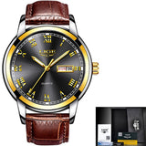 LIGE Mens Watches Top Brand Luxury Chronograph Men Watch Leather Waterproof Sports Watch Male Military Clock Relogio Masculino