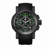 Reef Tiger/RT Outdoor Sport Quartz Watch with Chronograph Date Black Steel Rubber Strap Watches For Men RGA3063