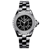 BUREI 18003 Switzerland watch women luxury brand J12 series Austria diamond Ceramic calendar Double black relogio feminino
