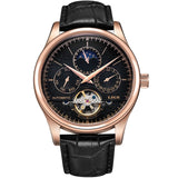 LIGE Brand Men Watches Automatic Mechanical Watch Tourbillon Sport Clock Leather Casual Business Wrist Watch Gold Relojes Hombre