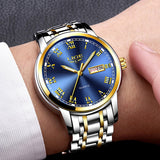 LIGE Watch Men Fashion Sports Quartz Full Steel Gold Business Men‘s Watches Top Brand Luxury Waterproof Watch Relogio Masculino