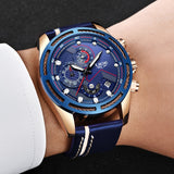 LIGE Watch Men Fashion Sport Quartz Clock Leather Mens Watches Top Brand Luxury Blue Waterproof Business Watch Relogio Masculino