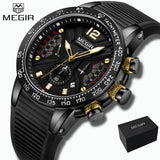 2019 New Top Brand Luxury Male MEGIR Men Sport Watch Date Chronograph Silicone Strap Quartz Army Military Watches Clock Gift Box