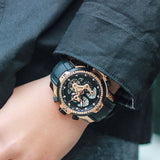 Reef Tiger/RT Mens Sport Watches Rubber Strap Complicated Dial Rose Gold Automatic Military Watches RGA3503