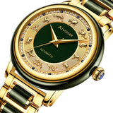 Fashion Zodiac Scale Dial Cyan Jade Men's Watch Sapphire Diamond inlay Clock Couple Automatic Mechanical Wrist Watches Ladies