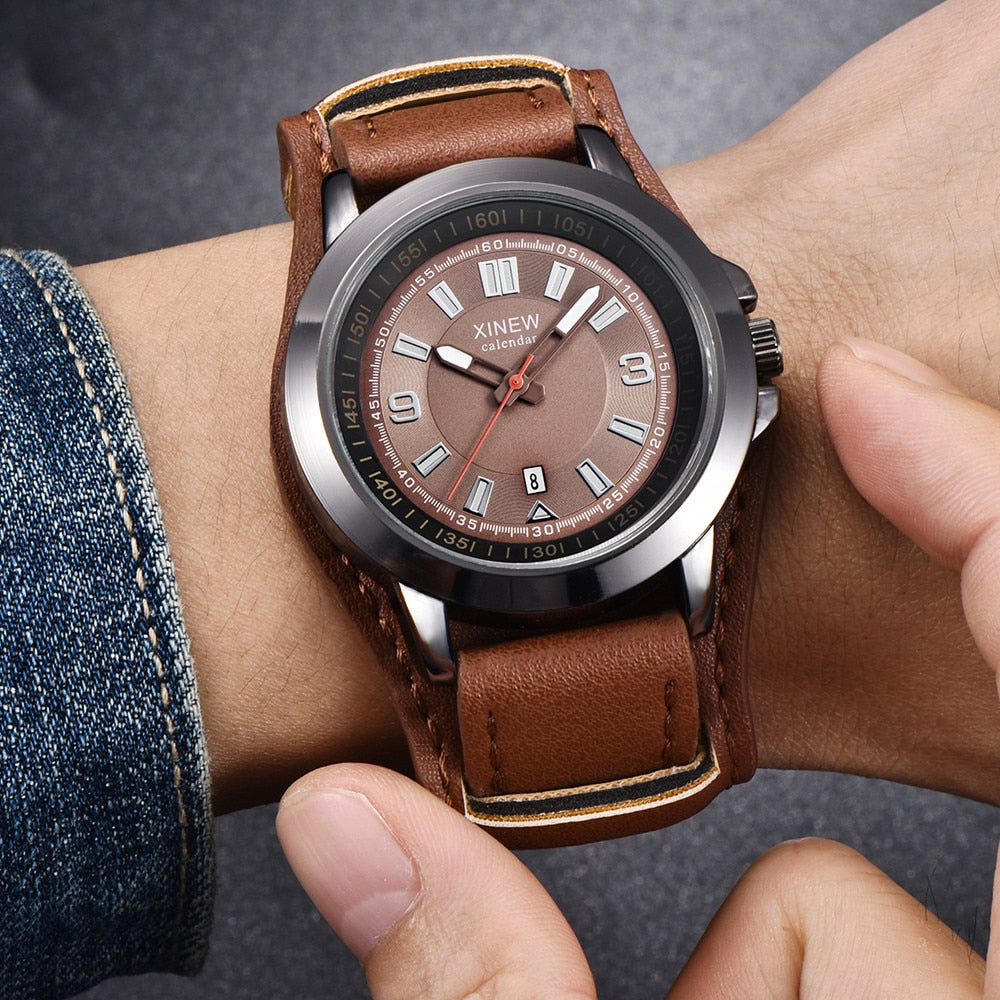 Fashion Men's Watch Top Brand Luxury Men Military Quartz Watch Mens Watches Leather Sports Wristwatch Date Clock Relogio