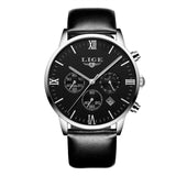 2017 LIGE Mens Watches Fashion Casual Sport Quartz Watch Men Chronograp Clock Man Leather Business Wrist watch Relogio Masculino