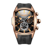 Reef  Tiger/RT Designer Sport Watches Tourbillon Blue Dial Analog Display Watches Rubber Strap Luminous Watch for Men RGA3069