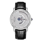 PRINCE GERA Men's Unique Dial Genuine Leather Automatic Mechanical Watch Rose Gold Ultra Thin Men's Waterproof Men's Watch es