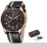 LIGE Watch Men Fashion Sport Quartz Clock Leather Mens Watches Top Brand Luxury Blue Waterproof Business Watch Relogio Masculino