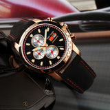 Reef Tiger/RT Sport Watch for Men Chronograph Quartz Watch With And Super Luminous Watch Italian Calfskin Leather Band RGA3029