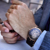 2019 OBLVLO Mens Military Watches Automatic Watches Waterproof Rose Gold Skeleton Watch Brown Leather Strap Montre Homme OBL3606