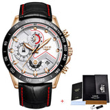 LIGE Mens Watches Top Brand Luxury Quartz Watch Gold Men Casual Leather Military Waterproof Sport Wristwatch Relogio Masculino