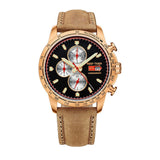 Reef Tiger/RT Sport Watch for Men Chronograph Quartz Watch With And Super Luminous Watch Italian Calfskin Leather Band RGA3029
