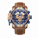 Reef Tiger Aurora Serier RGA3503 Men Sport Military Multifunction Dial Automatic Mechanical Wrist Watch - Leather Watchband