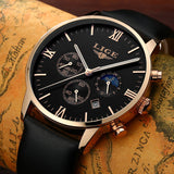 2017 LIGE Mens Watches Fashion Casual Sport Quartz Watch Men Chronograp Clock Man Leather Business Wrist watch Relogio Masculino