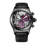 Reef Tiger/RT Mens Sport Watches Brown Leather Strap Skeleton Quartz Watches Chronograph Stop Watches RGA792