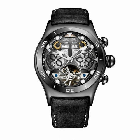 Reef Tiger Aurora Serier RGA703 Men Fashion Multifunction Concept Dial Automatic Mechanical Wrist Watch With Year Month Calendar