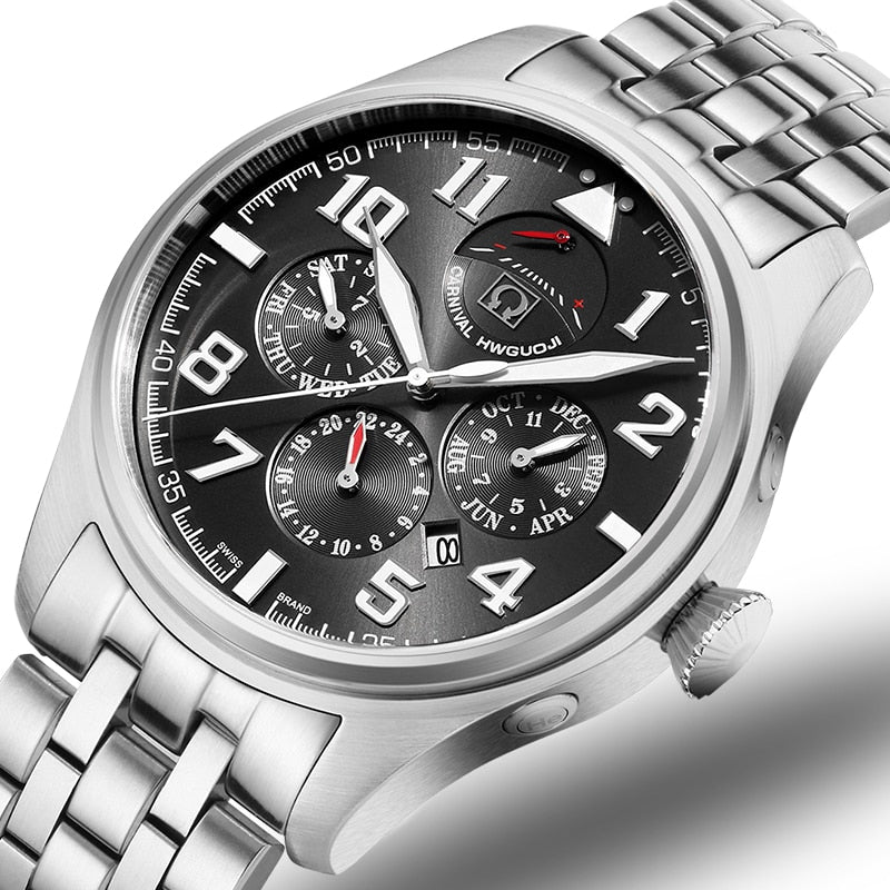 Carnival Brand Luxury Men Watches Japan MIYOTA Automatic Mechanical Man Watch He Gas 150M Waterproof Multifunction Clock C8675-4