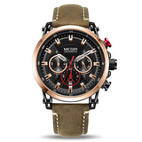 Megir Men's Watch Chronograph Quartz Watches Man Leather Strap Clock  WaterproofSport Army Date Wristwatch Relogios Masculino