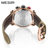Megir Men's Watch Chronograph Quartz Watches Man Leather Strap Clock  WaterproofSport Army Date Wristwatch Relogios Masculino
