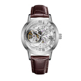 OBLVLO Casual Watches Mens Skeleton Dial Calfskin Leather Band Rose Gold Watches Automatic Watches for Men Montre Homme VM 1