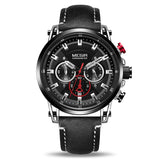 Megir Men's Watch Chronograph Quartz Watches Man Leather Strap Clock  WaterproofSport Army Date Wristwatch Relogios Masculino