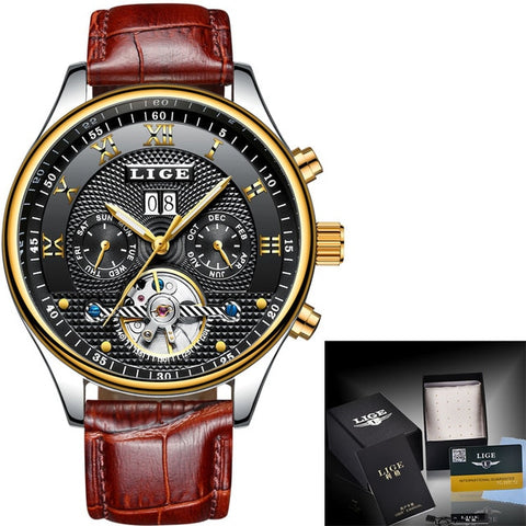 LIGE Watches Men's Automatic Machinery Business Waterproof Clocks Men's Watches Luxury Fashion Casual Watch Relogio Masculino