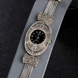 JIASHUNTAI Retro 100% 925 Sterling Silver Watch For Women Round Vintage Thai Silver Clock Female Bracelets Watch Jewelry