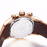 Reef Tiger/RT Mens Sport Watches Brown Leather Strap Skeleton Quartz Watches Chronograph Stop Watches RGA792