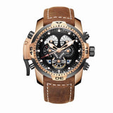 Reef Tiger Aurora Serier RGA3503 Men Sport Military Multifunction Dial Automatic Mechanical Wrist Watch - Leather Watchband