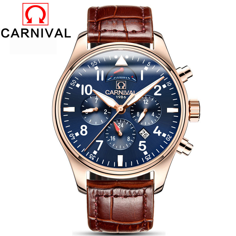 Carnival Sport Automatic Watch Men Waterproof 150M Diver Sapphire Crystal Mens Mechanical Watches Multifunction Male Clock Saat