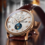 New LOBINNI Switzerland Men Watches Luxury Brand Wristwatches Seagull Automatic Mechanical Clock Sapphire Moon Phase L1023B-5