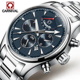 Carnival Luxury Brand Men Watches Vintage Automatic Mechanical Watch Calendar clock Military WristWatches leather Strap Relogio