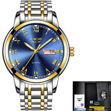 LIGE Watch Men Fashion Sports Quartz Full Steel Gold Business Men‘s Watches Top Brand Luxury Waterproof Watch Relogio Masculino