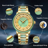 Fashion Zodiac Scale Dial Cyan Jade Men's Watch Sapphire Diamond inlay Clock Couple Automatic Mechanical Wrist Watches Ladies