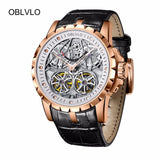 2019 New Design OBLVLO Brand Luxury Transparent Hollow Skeleton Watches for Men Tourbillon Rose Gold Automatic Watches OBL3609