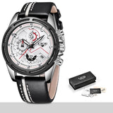 LIGE Watch Men Fashion Sport Quartz Clock Leather Mens Watches Top Brand Luxury Blue Waterproof Business Watch Relogio Masculino