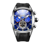 Reef  Tiger/RT Designer Sport Watches Tourbillon Blue Dial Analog Display Watches Rubber Strap Luminous Watch for Men RGA3069