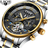 LIGE Watches Men's Automatic Machinery Business Waterproof Clocks Men's Watches Luxury Fashion Casual Watch Relogio Masculino