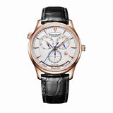 Reef Tiger/RT Mens Automatic World Time Watches with Date Day Month Rose Gold Leather Strap Watch Double Time Watch RGA1951