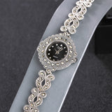 JIASHUNTAI Vintage 100% Silver 925 Watch For Women Retro 925 Sterling Silver Clock Female Fashion Bracelets Watch Jewelry
