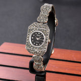 JIASHUNTAI Vintage 100% Silver 925 Watch For Women Retro 925 Sterling Silver Clock Female Bracelets Watch Jewelry