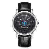 PRINCE GERA Men's Unique Dial Genuine Leather Automatic Mechanical Watch Rose Gold Ultra Thin Men's Waterproof Men's Watch es