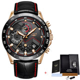 LIGE Mens Watches Top Brand Luxury Quartz Watch Gold Men Casual Leather Military Waterproof Sport Wristwatch Relogio Masculino