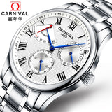 Carnival Energy display Switzerland Top Brand mechanical Watches Men military Luxury full steel Waterproof men Watch clock reloj