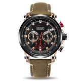 Megir Men's Watch Chronograph Quartz Watches Man Leather Strap Clock  WaterproofSport Army Date Wristwatch Relogios Masculino